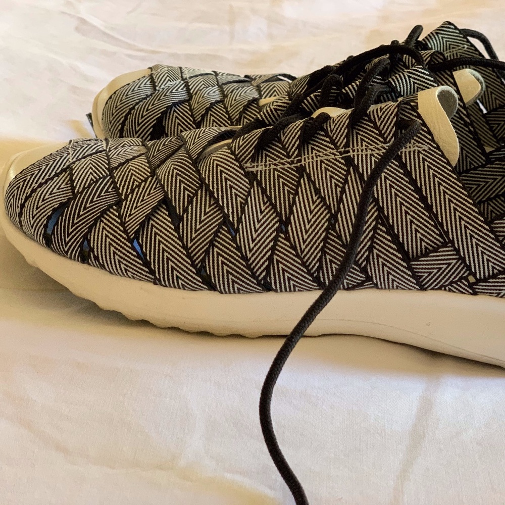 Nike basketweave black and white striped sneakers
